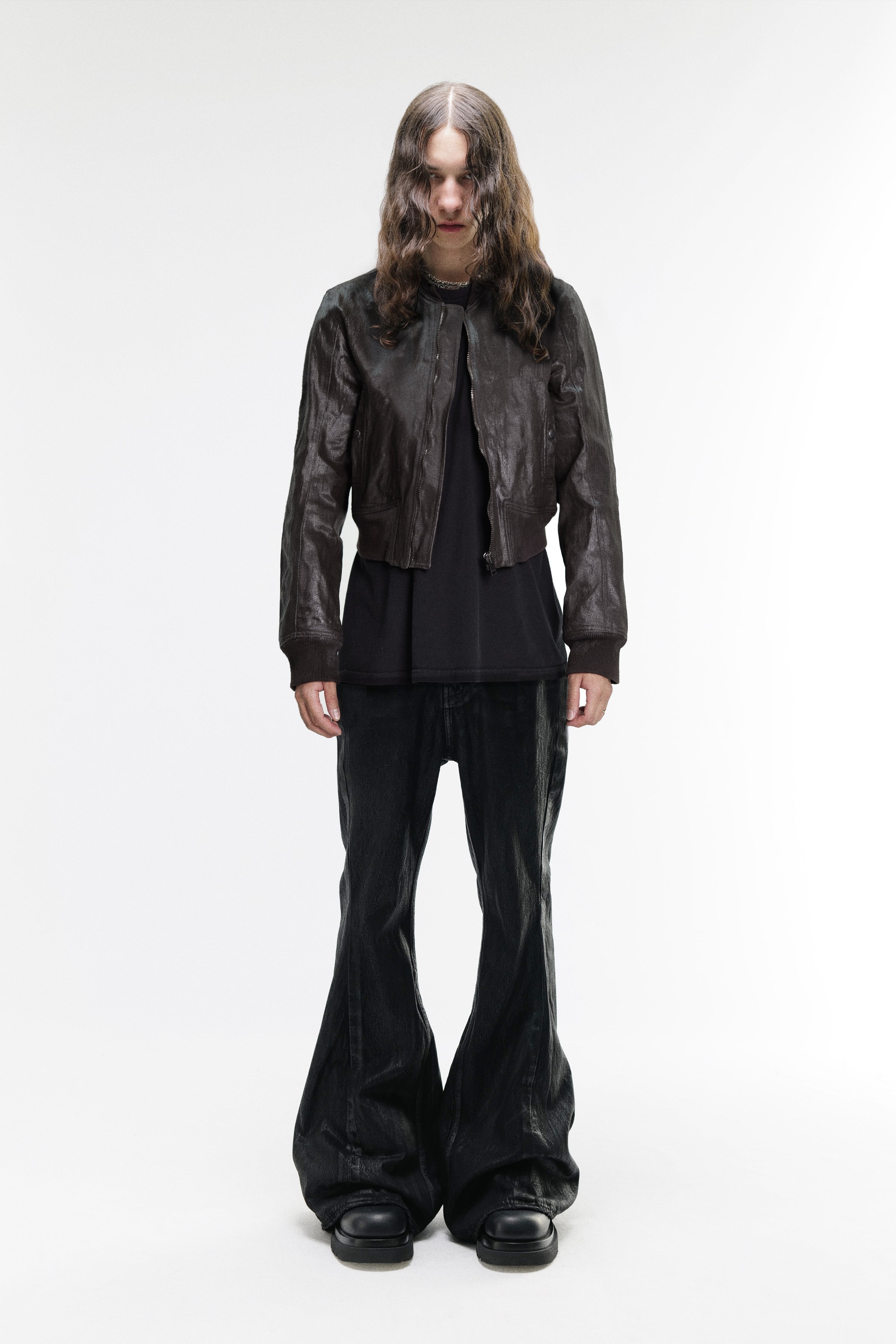 CRACK WAXED DENIM LOCUST BOMBER JACKET