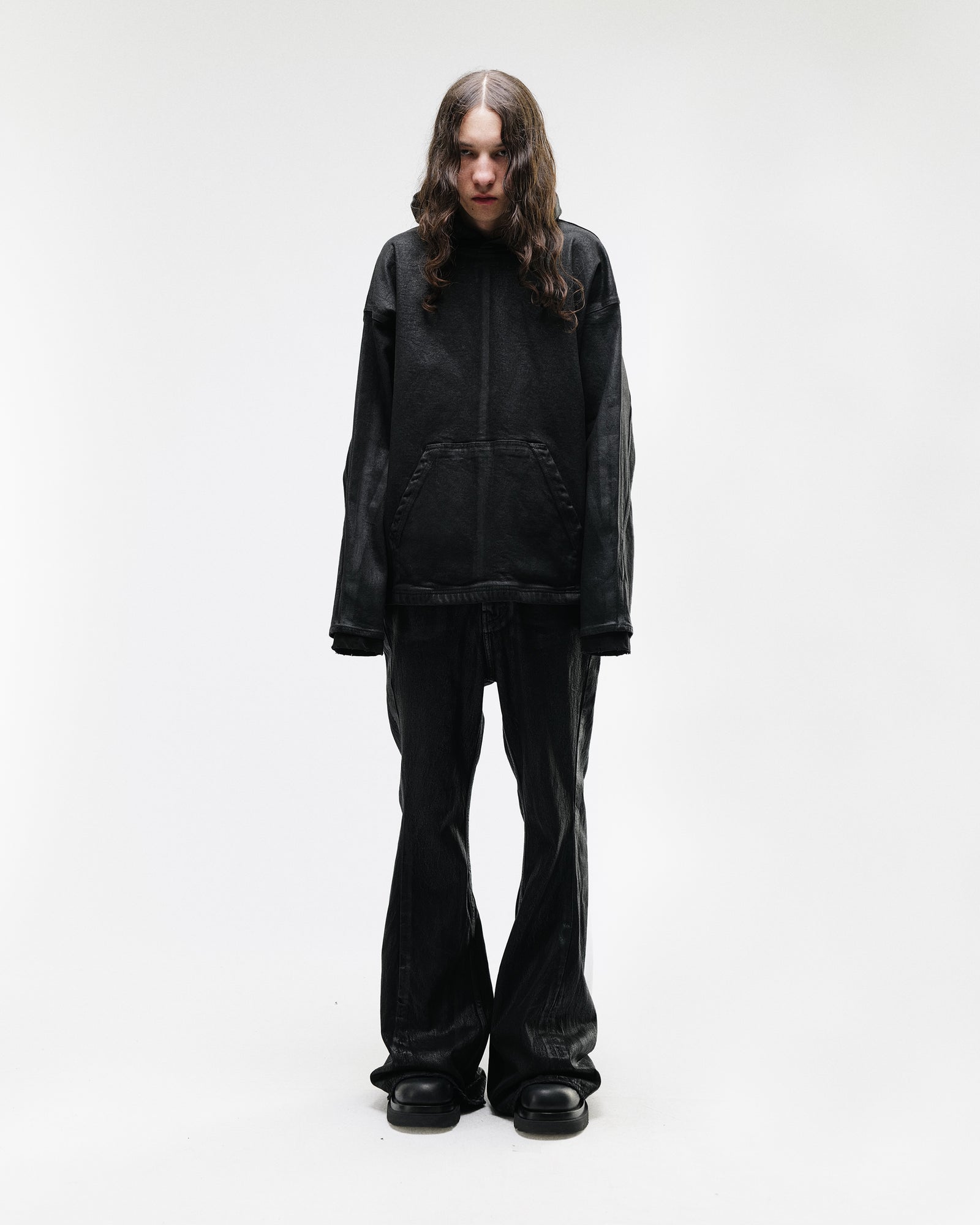 WAXED DENIM HOODIE