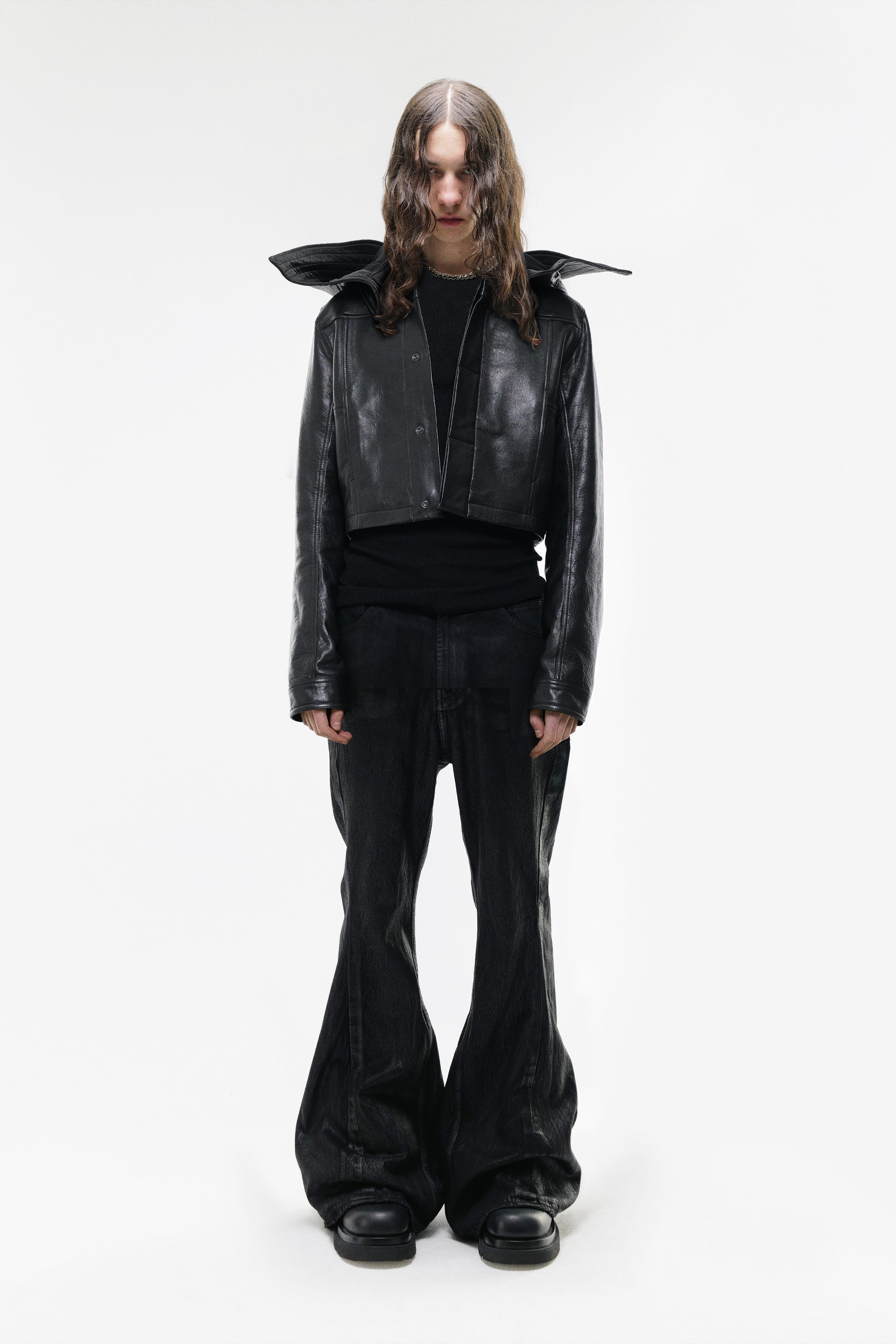 LEATHER HOODED JACKET