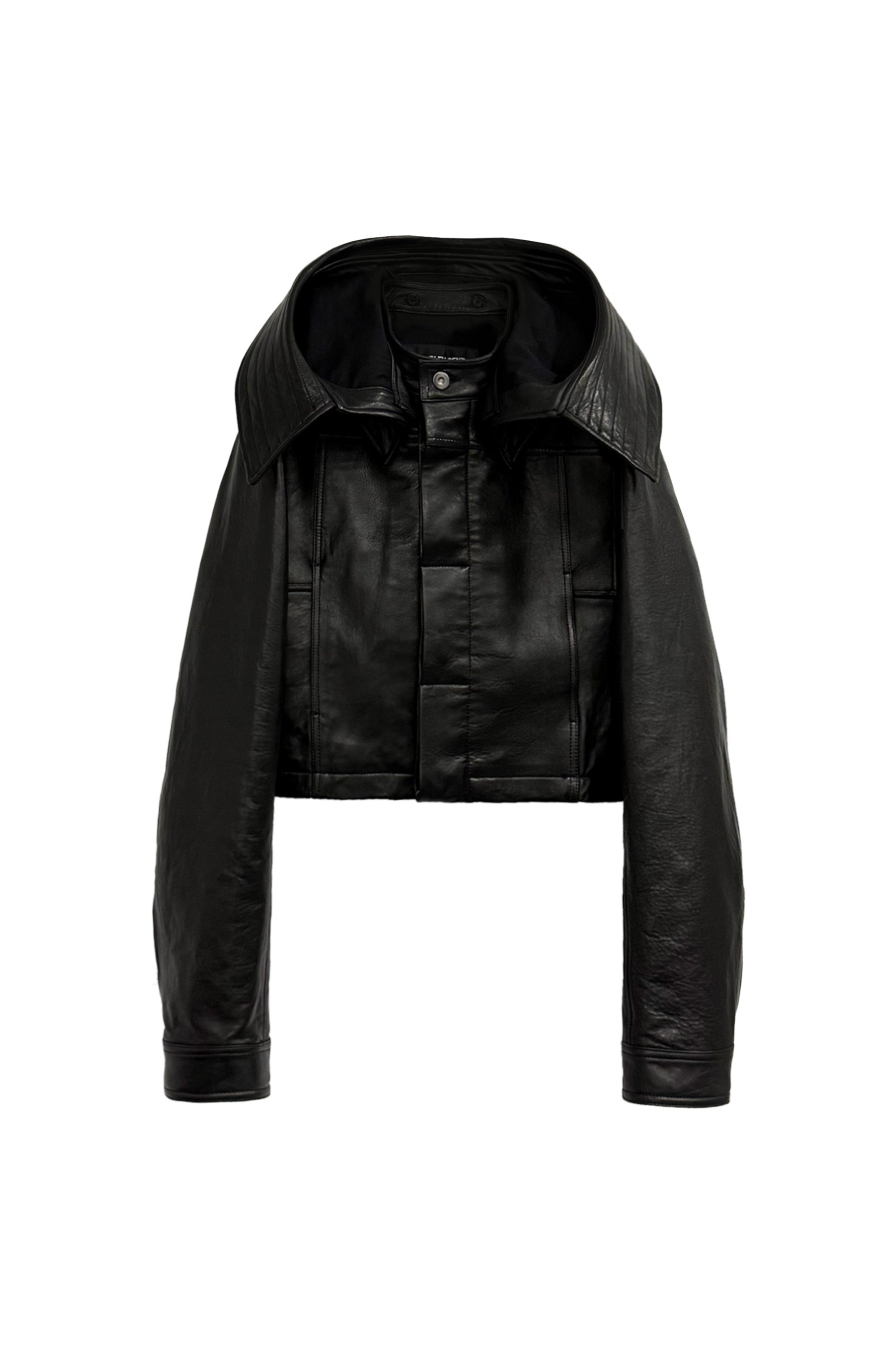 LEATHER HOODED JACKET