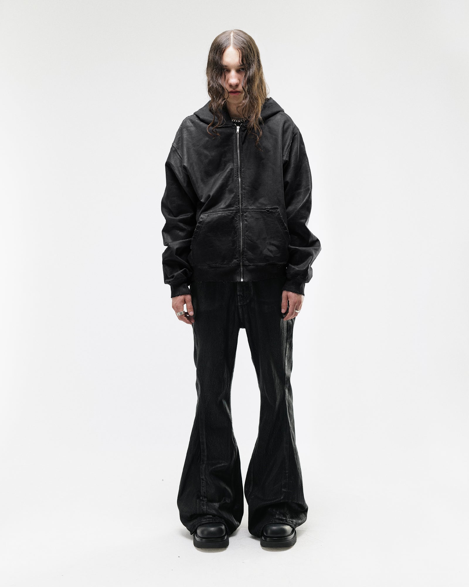 WAXED GARMENT-DYED ZIP HOODIE