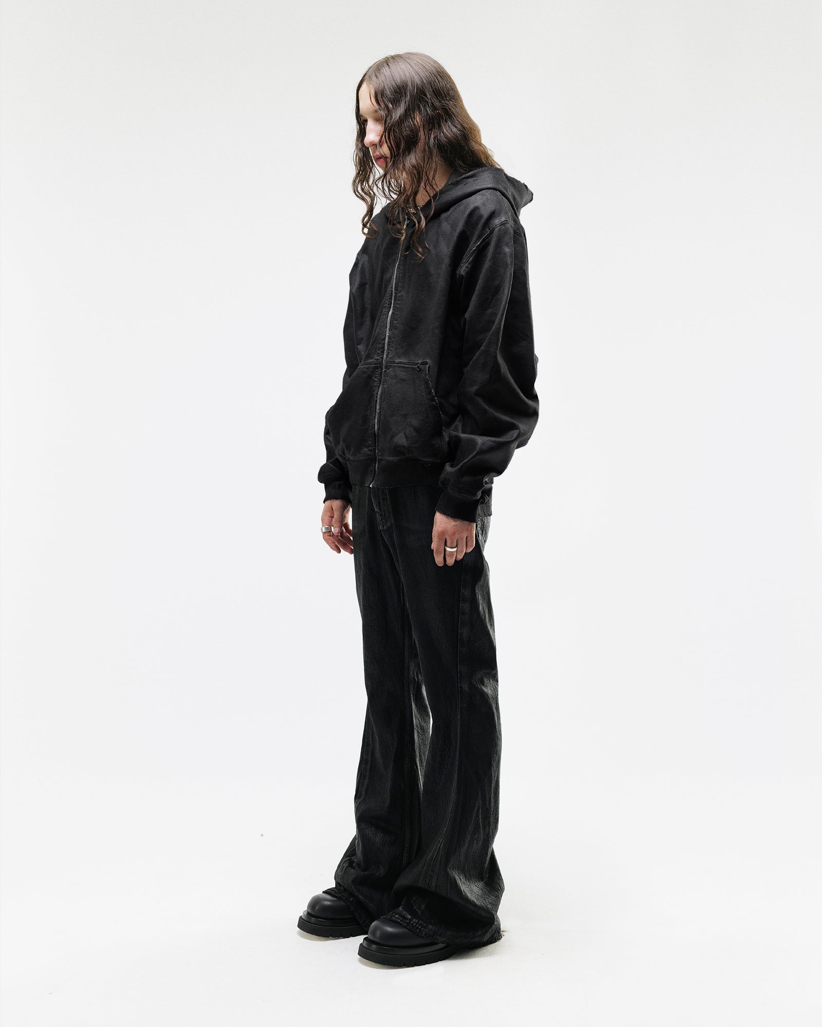 WAXED GARMENT-DYED ZIP HOODIE